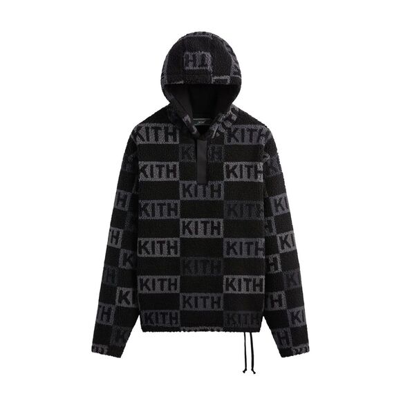 Kith Merrick Sherpa Hoodie black all over logo mens medium NWOT - Picture 2 of 10